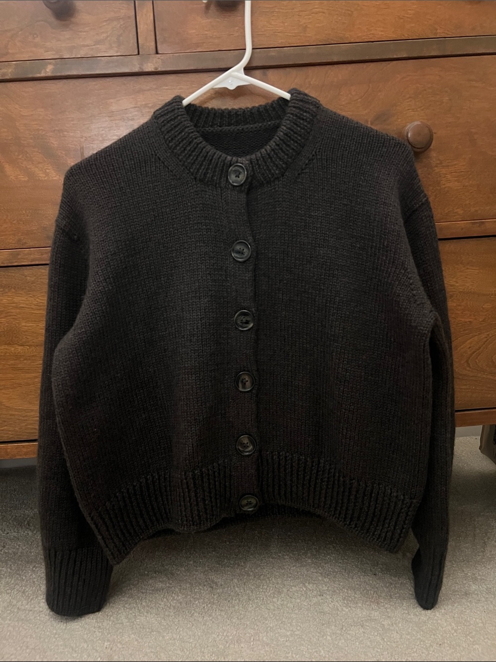 Classic Black Button-Front Women’s Sweater Cardigan - Handknit